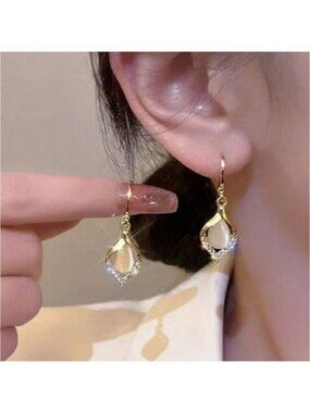 Elegant Gold and Opal Teardrop Earrings
